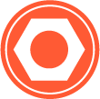 Orange graphic of bolt